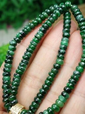 Certified Green 100% Natural A jadeite jade Bracelet 算盘珠 手链